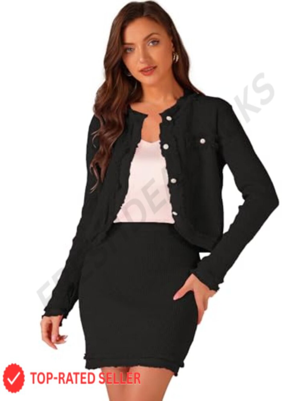2 Piece Knit Sweater Skirt Set Women Long Sleeve Button Cardigan High Waist